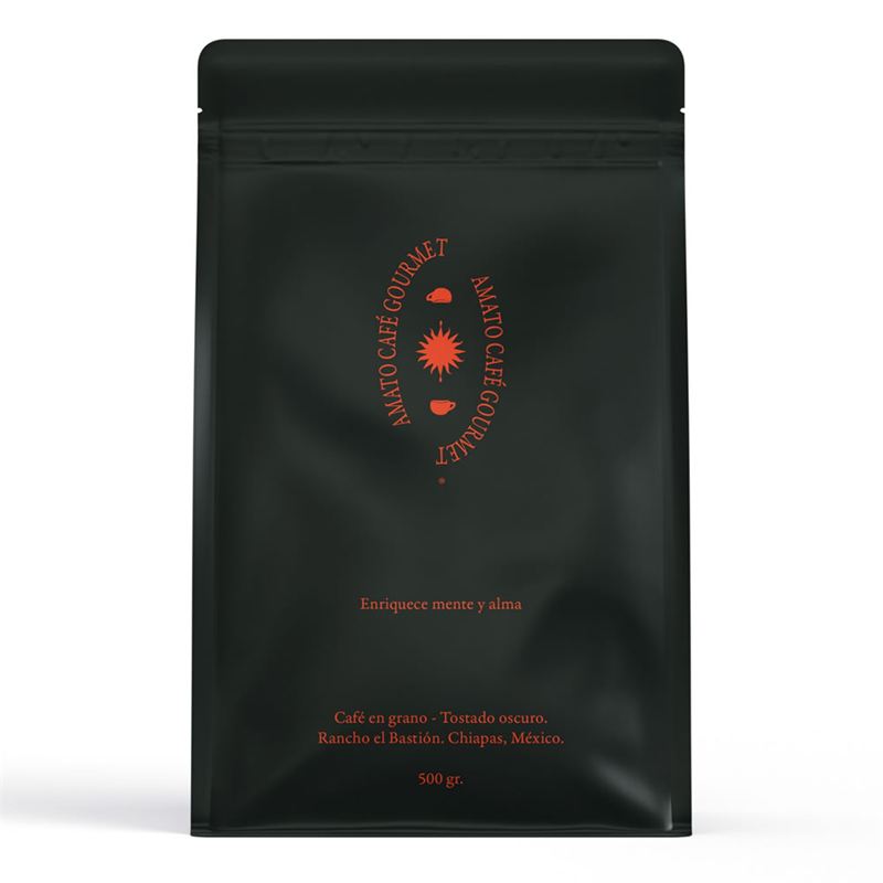 Café Amato tostado oscuro, en grano, 500 gramos