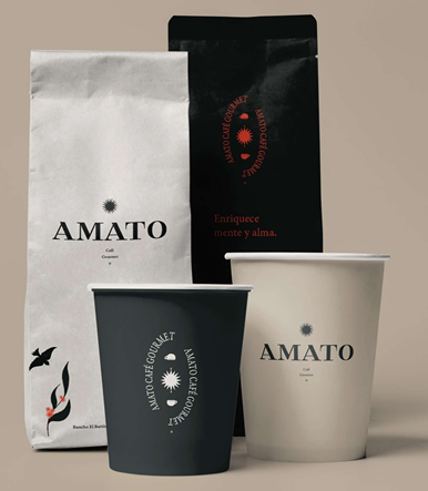 Empaques y vasos de Café Amato Gourmet